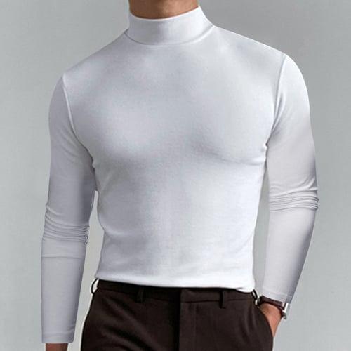 Herre T-skjorte med stående krage, slim fit og lange ermer
