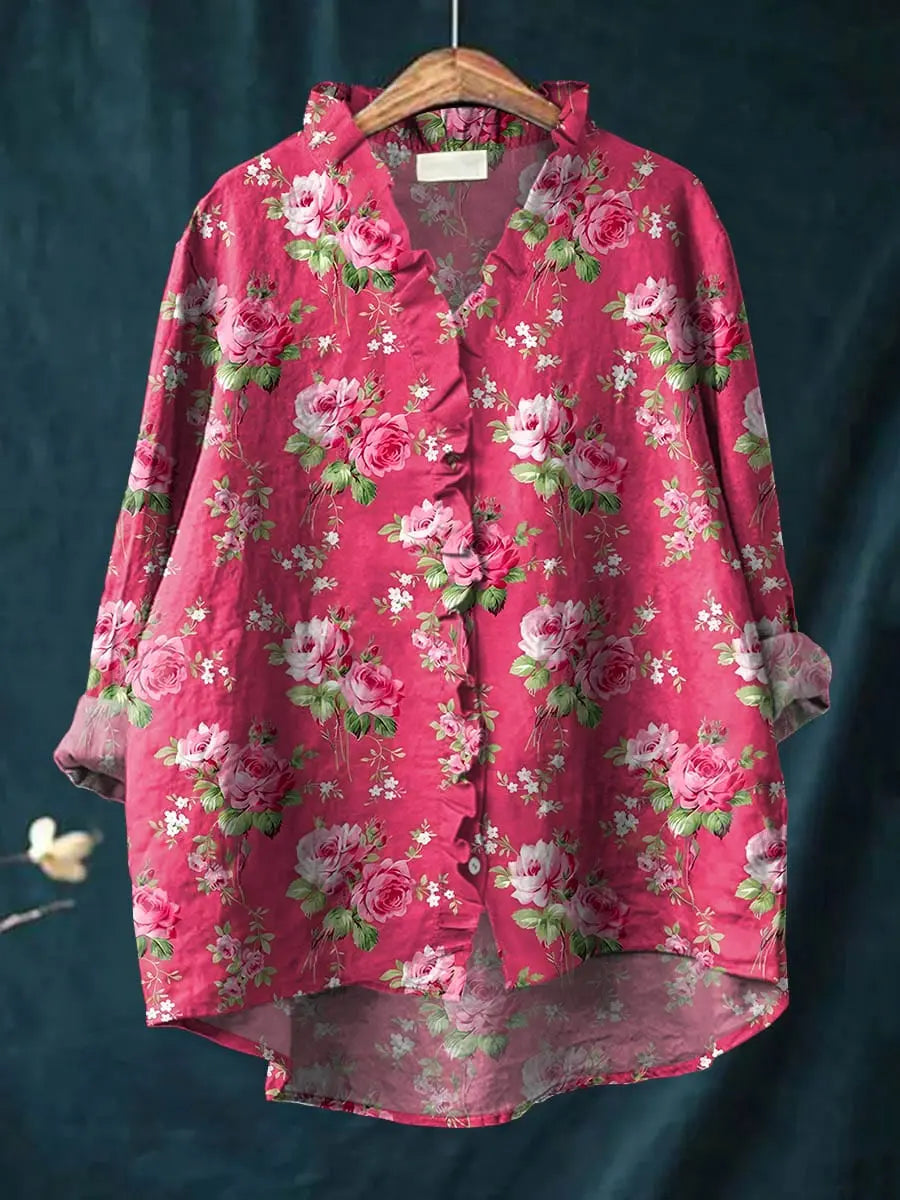 Evelina | Linbluse med volang – S