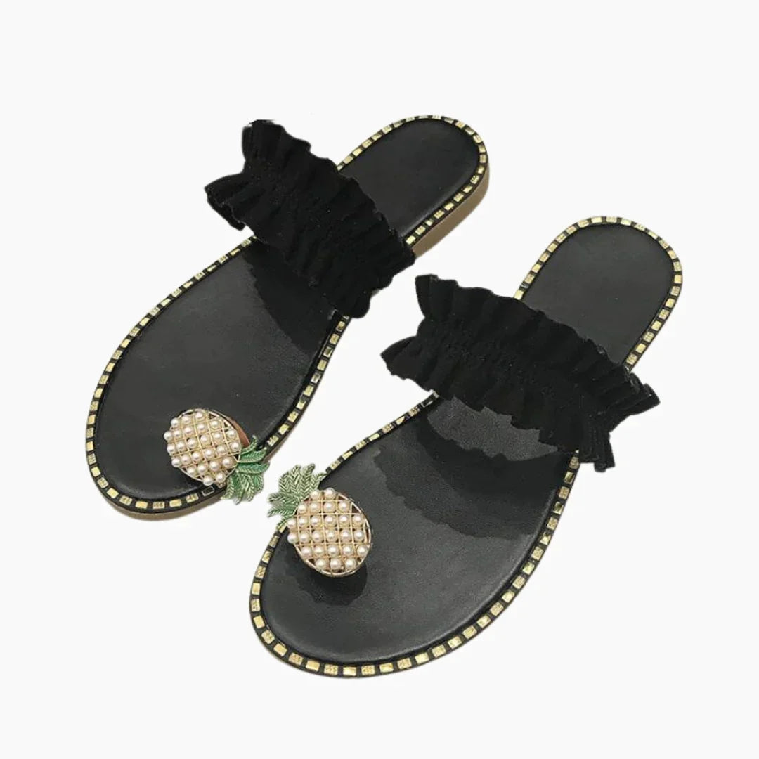 Sandaler med volanger og ananasdetaljer