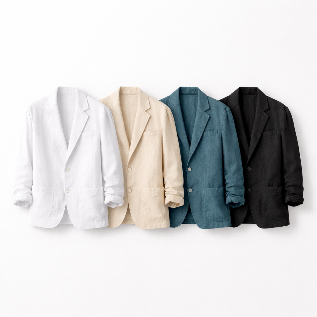 Lett Sommerblazer for Herre i Lin og Bomull – Pustende & Elegant Jakke til Business og Casual Bruk Pakke