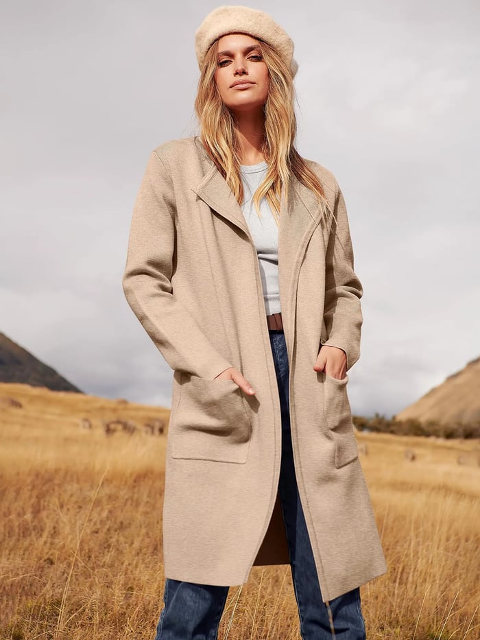 Ny klassisk frakk cardigan med revers