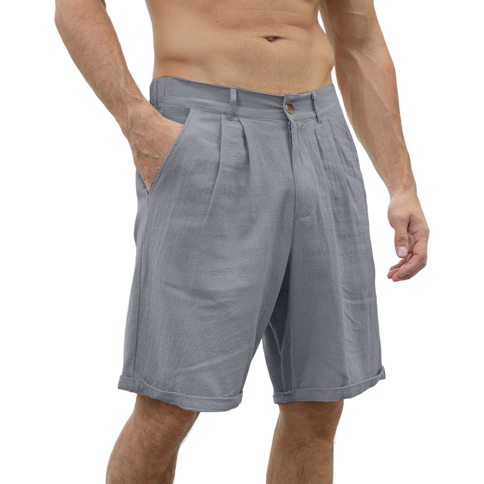 Sommershorts i lin for menn