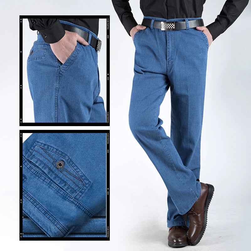 Herre jeans med høyt liv og rett snitt