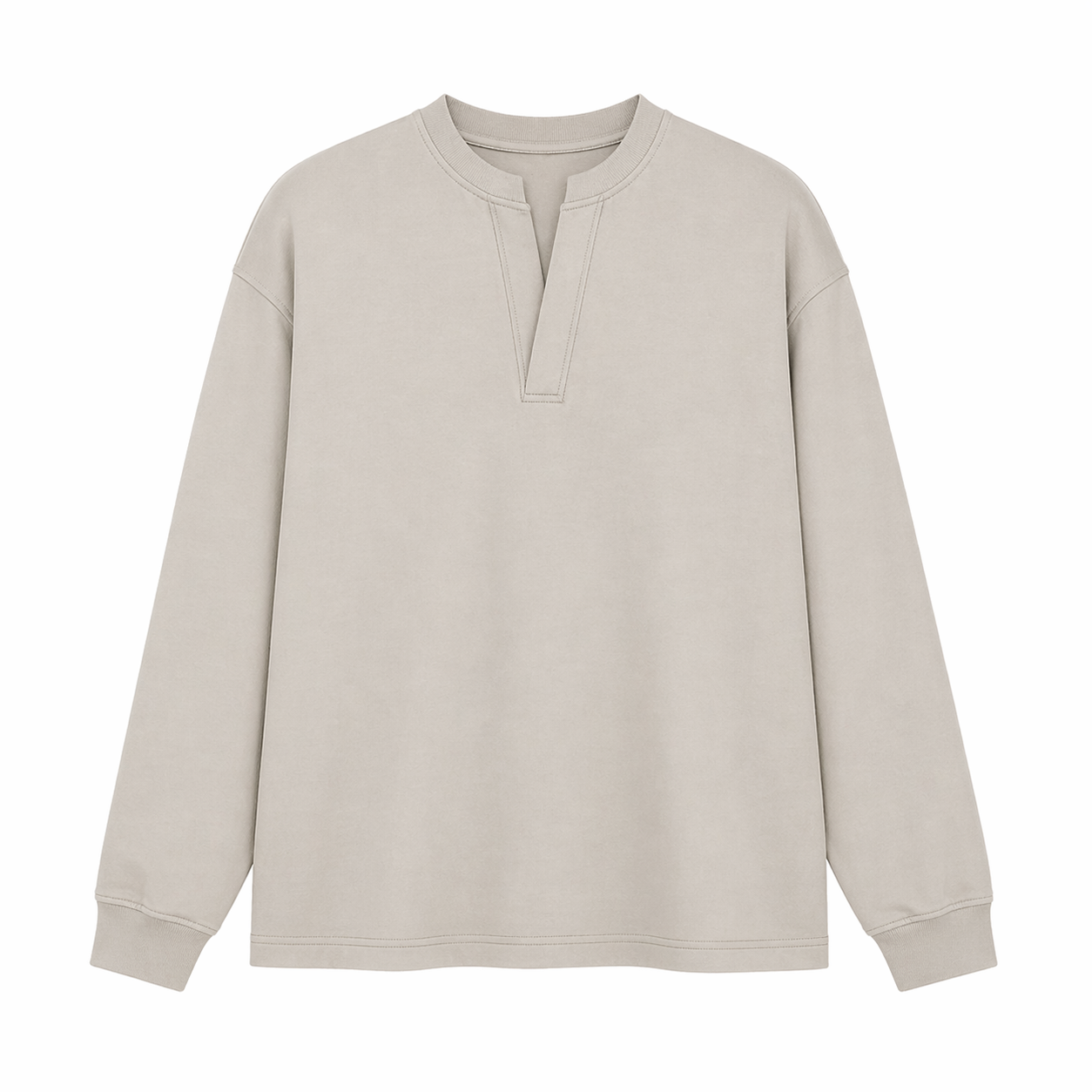 Langermet Henley T-skjorte til Herre – Fake Two-Piece & Japansk Minimalistisk Stil