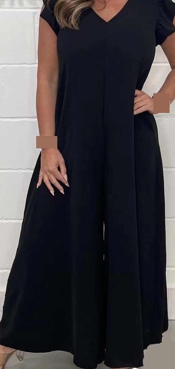 Rysjete bukseben med bred ben casual jumpsuit