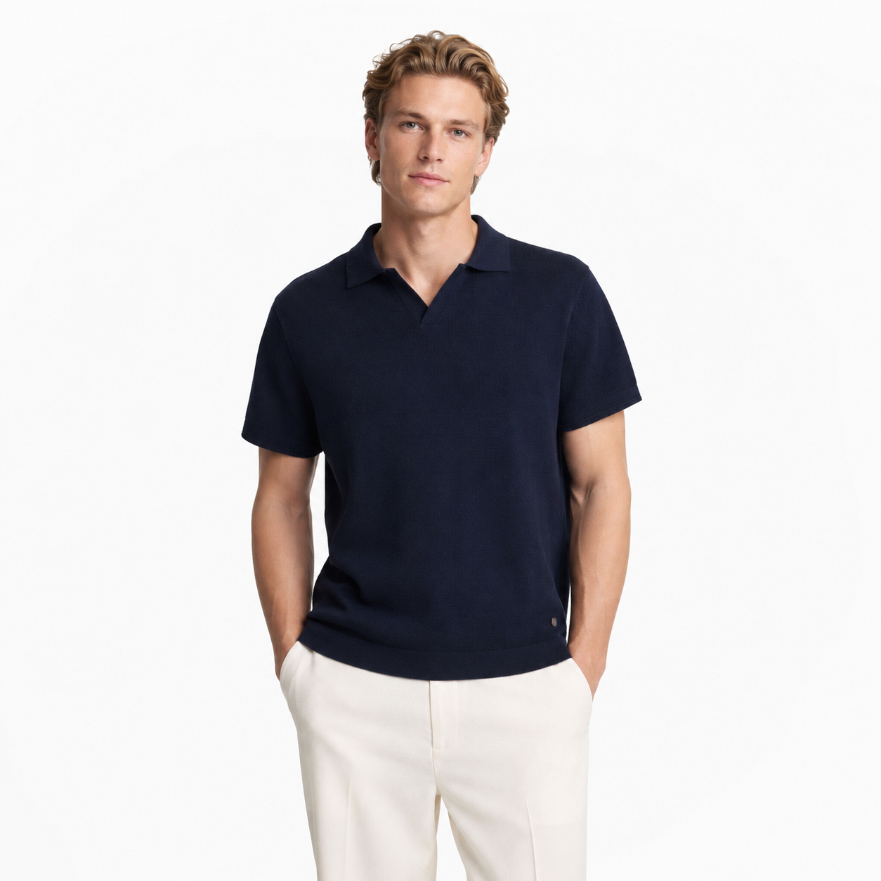 Strikket Polo til Herre – Myk og Pustende Business Casual Sommerstil