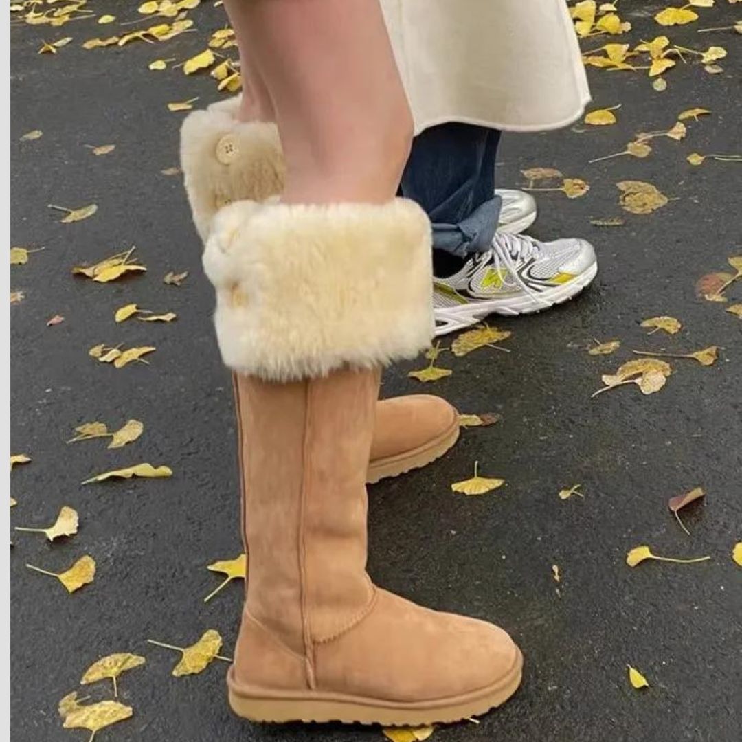 Elegante vinterstøvler i semsket skinn med plysjfôr
