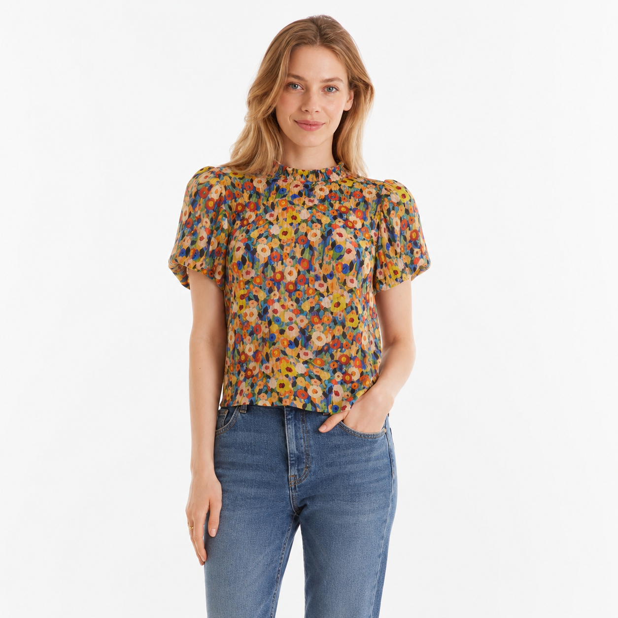 Blomstret Bluse til Dame – Fransk-Inspirert Elegant Sommertopp – Flerfarget