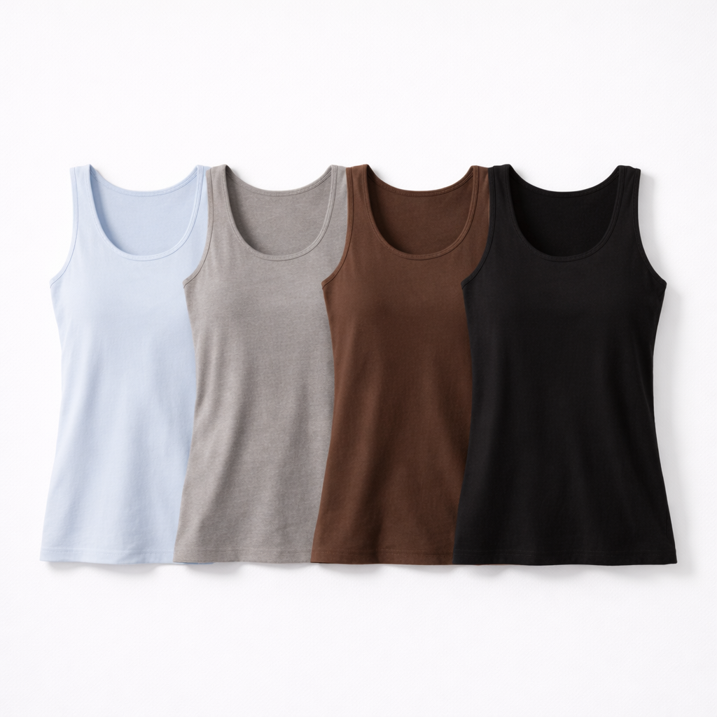 Dame Singlet med Innebygd BH – Slim Fit Topp med Polstring Pakke