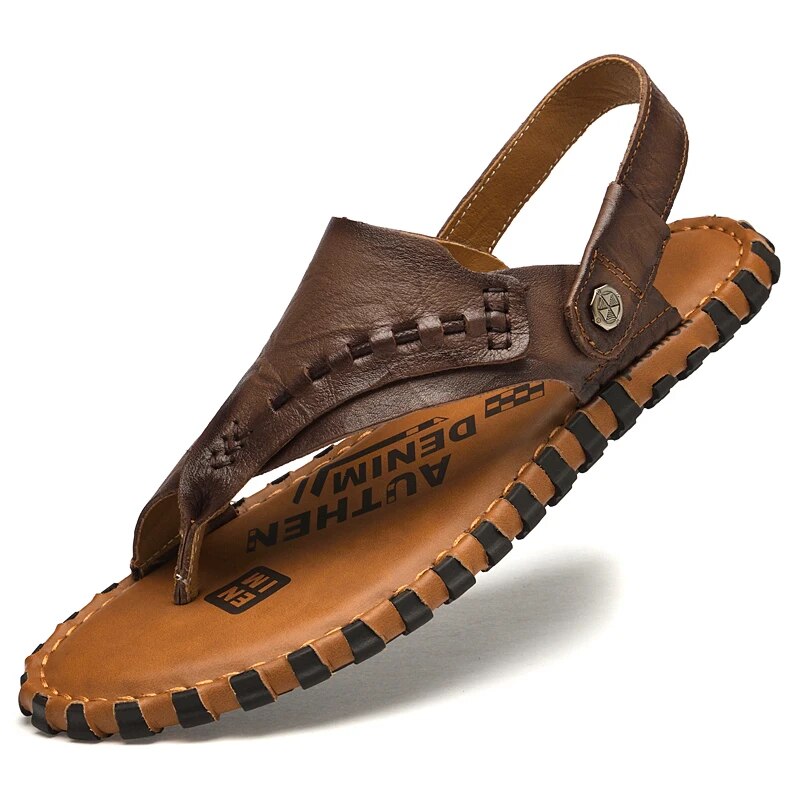 Sklisikre sommersandaler i skinn for menn