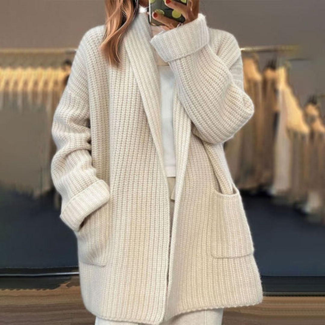 Lang strikket cardigan for damer