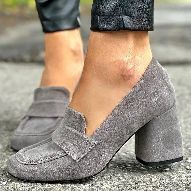 Klaerigo | Loafers med blokkhæl – Grå