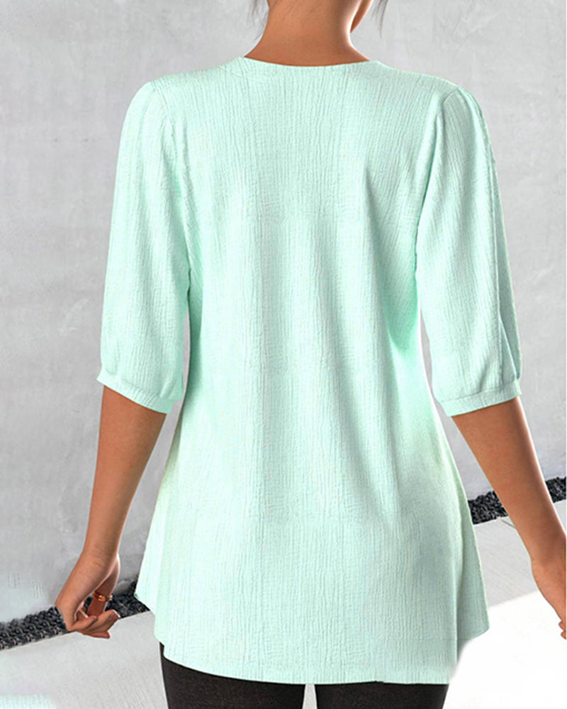 Mintgrønn blondebluse