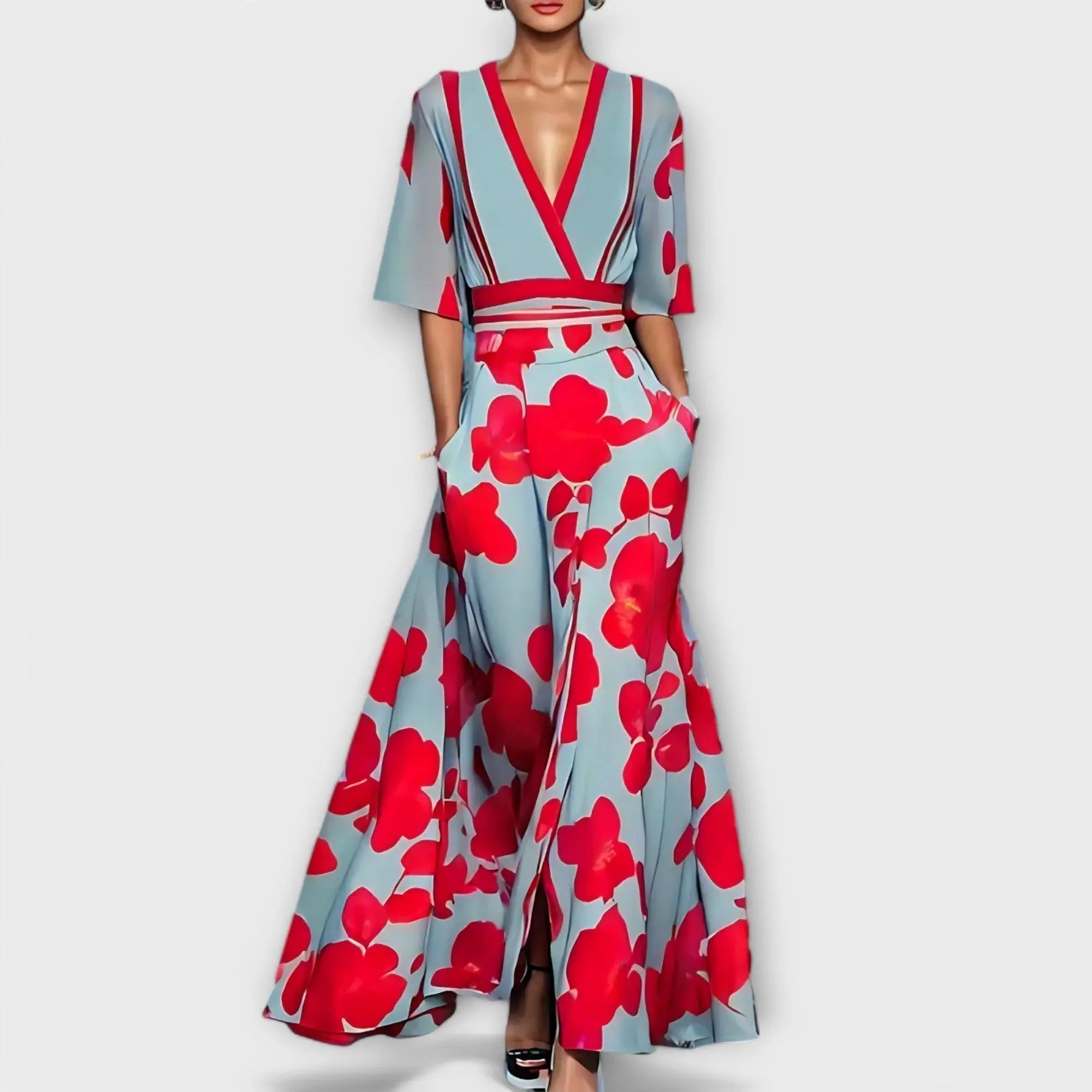 Coraline | Elegant blomstret smalkjole – S