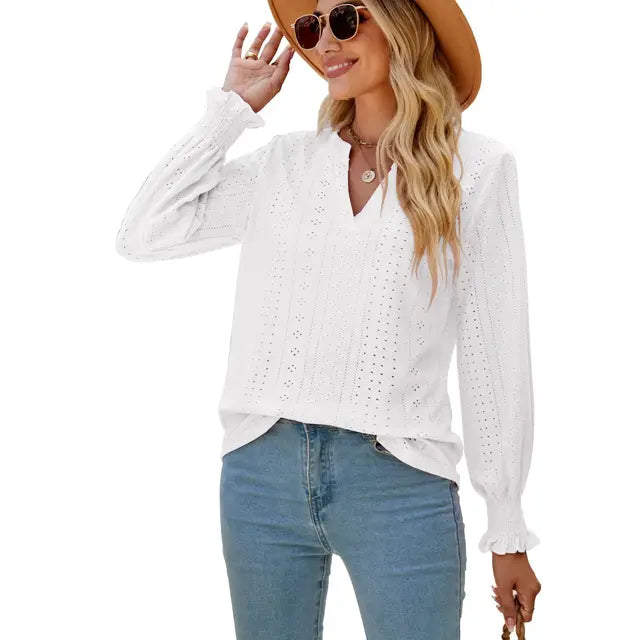 Elegant skjorte med V-hals for kvinner