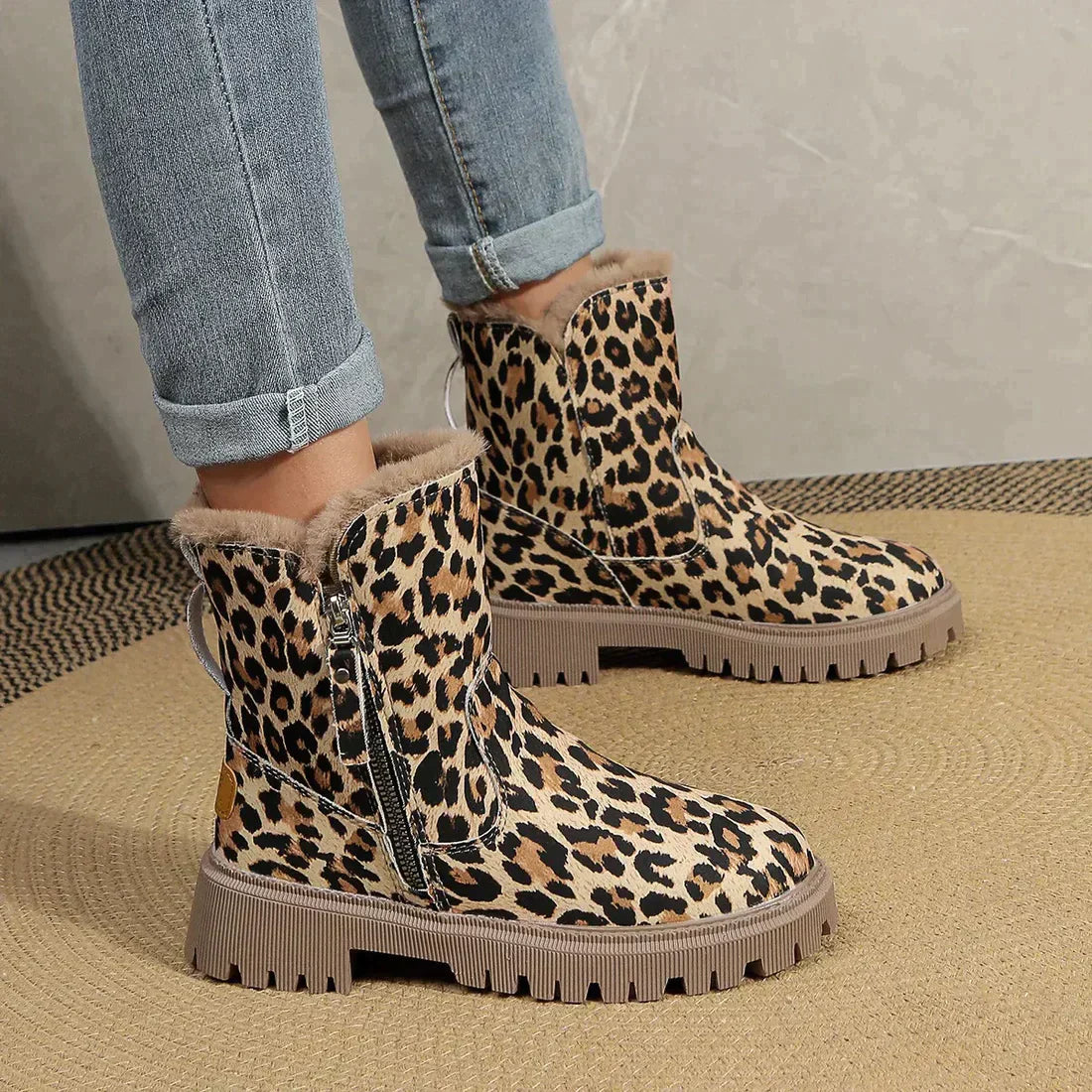 Carina | Varme leopardstøvler