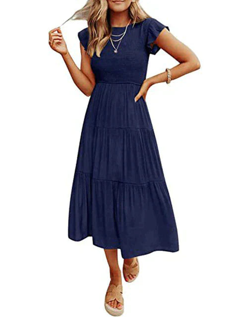 Elegant vintage sommer maxikjole for kvinner