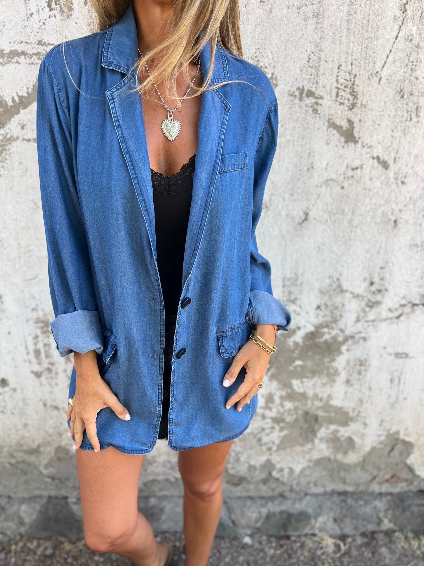 Elegant casual jakke i denim