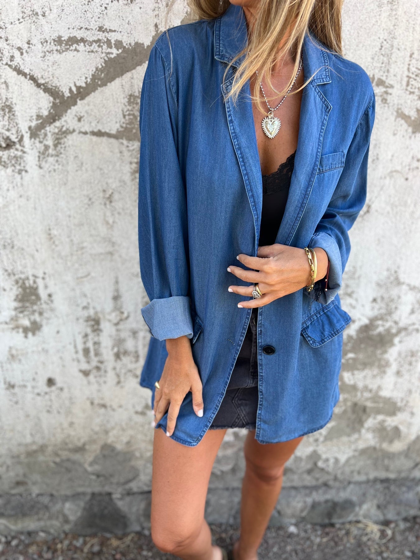 Elegant casual jakke i denim
