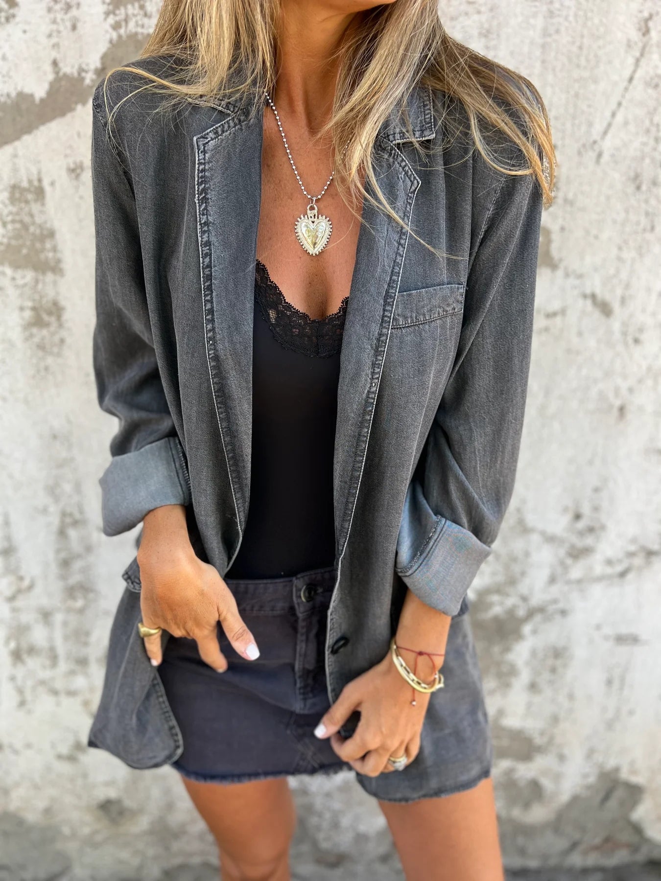 Elegant casual jakke i denim