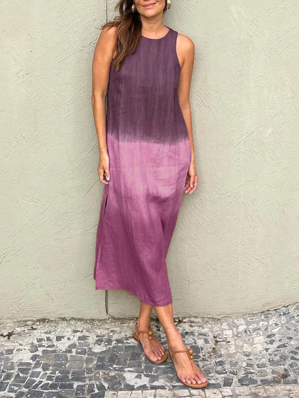 Kvinners Gradient Tie-Dye Lang Kjole