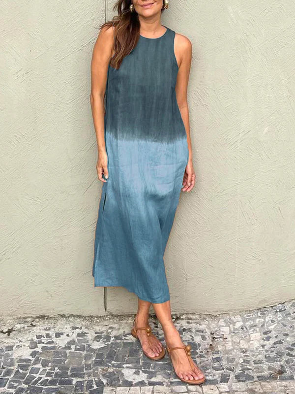 Kvinners Gradient Tie-Dye Lang Kjole