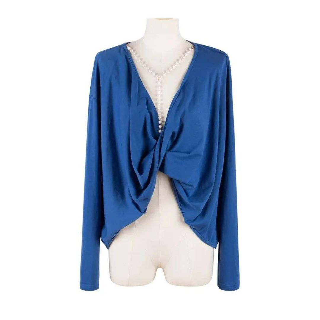 Elegant crossover-bluse med lange ermer