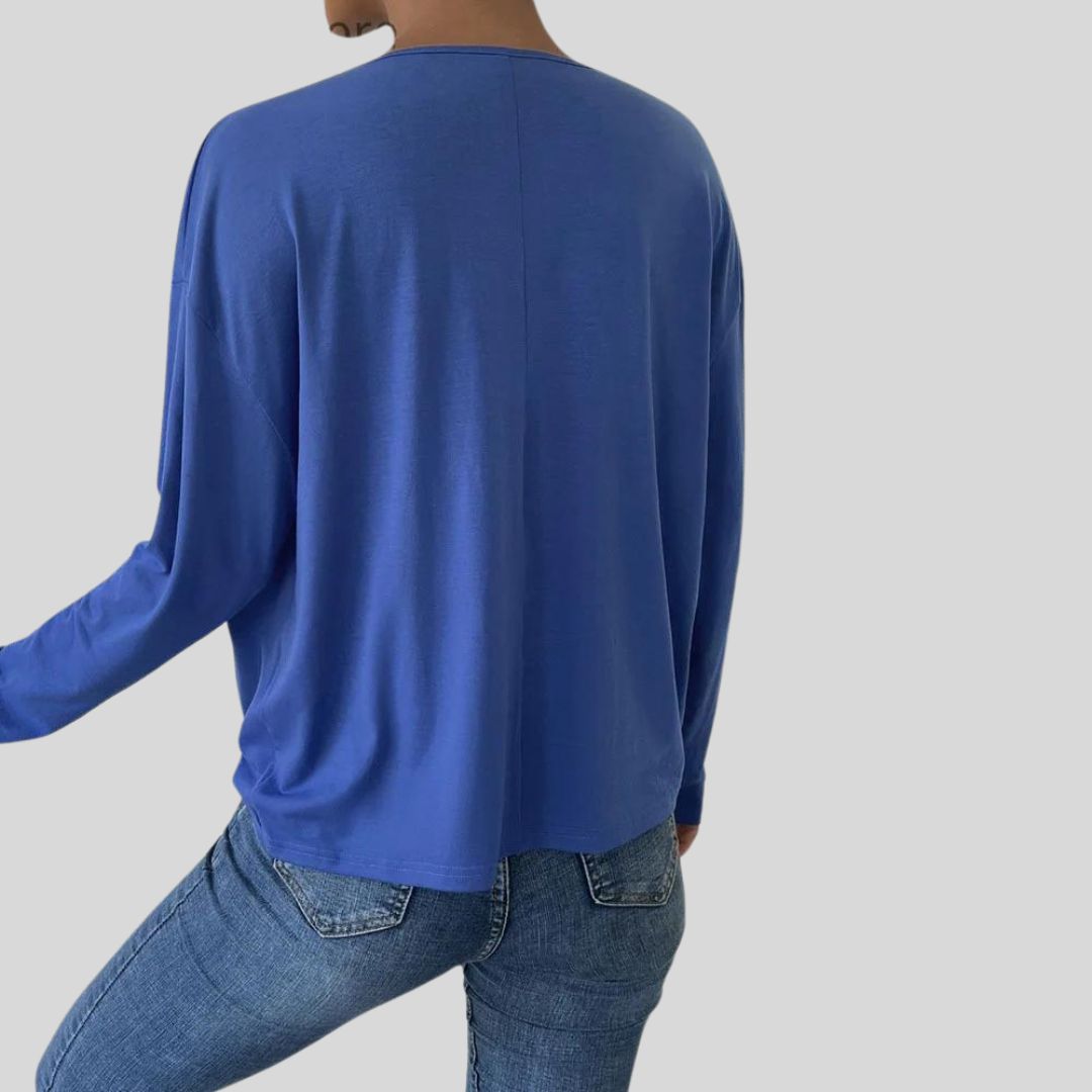 Elegant crossover-bluse med lange ermer