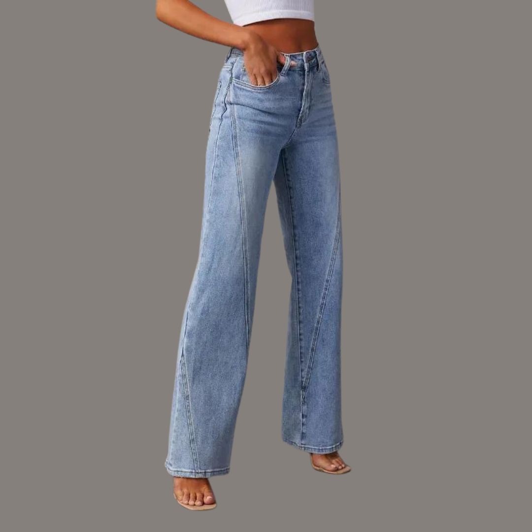 High-rise jeans med vide ben
