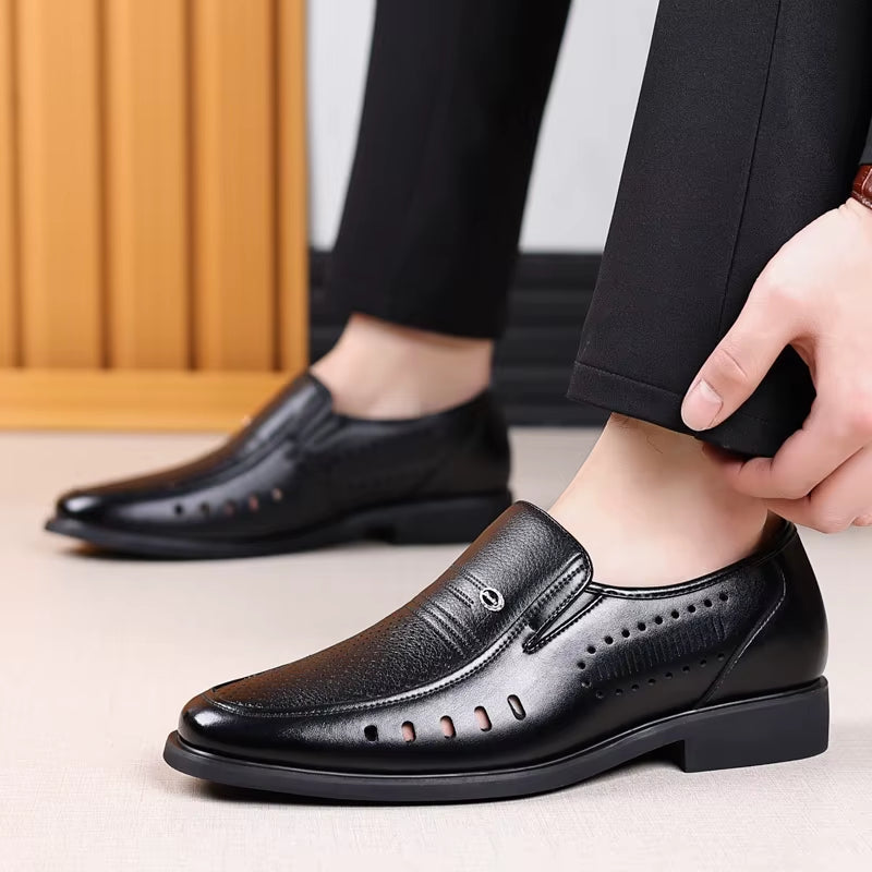 Luftige Skinnsko for Menn med Skjult 6 cm Løft – Elegant Slip-on for Sommer og Jobb