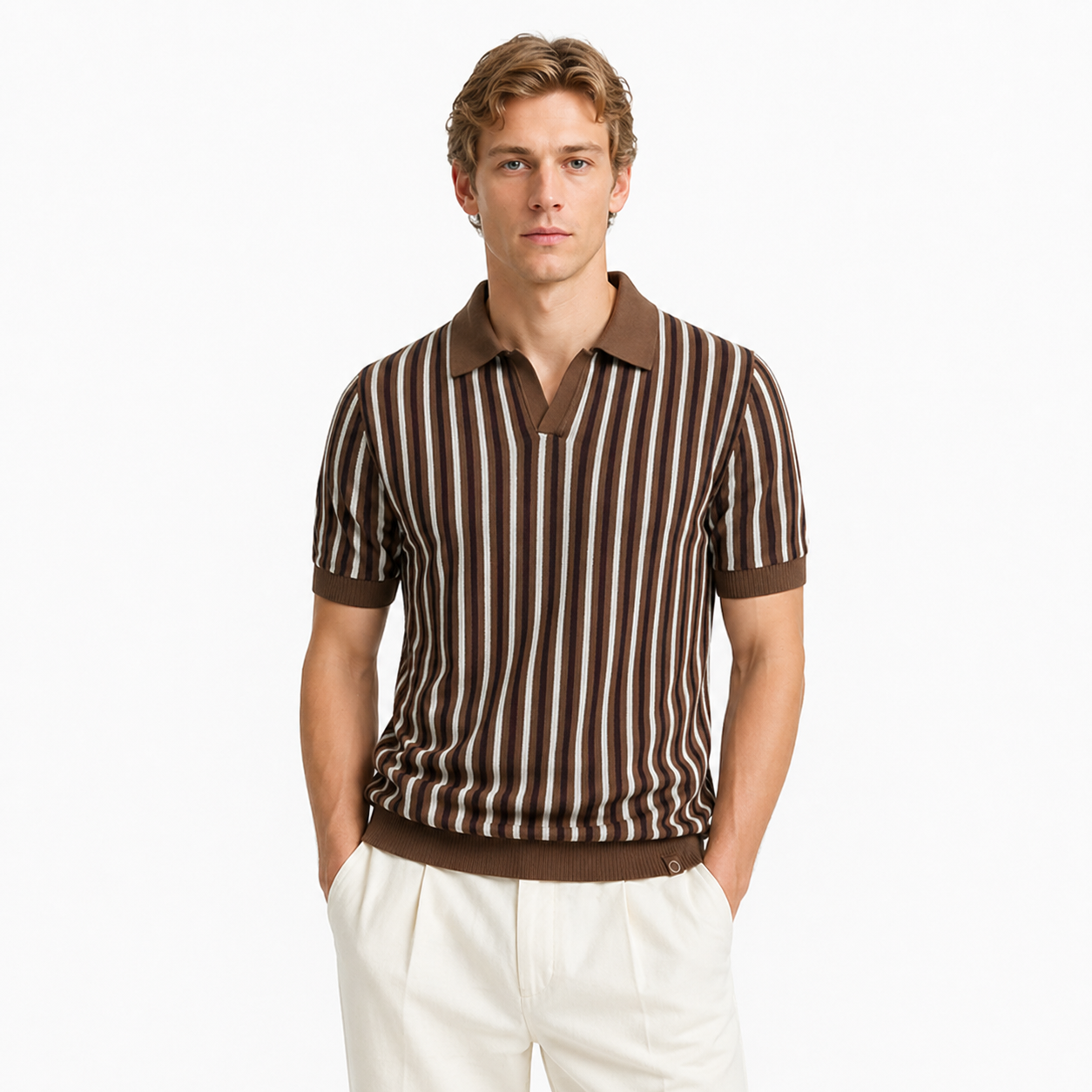 Stripet Ice Silk Polo T-skjorte til Herre – Sval & Pustende Sommerstil