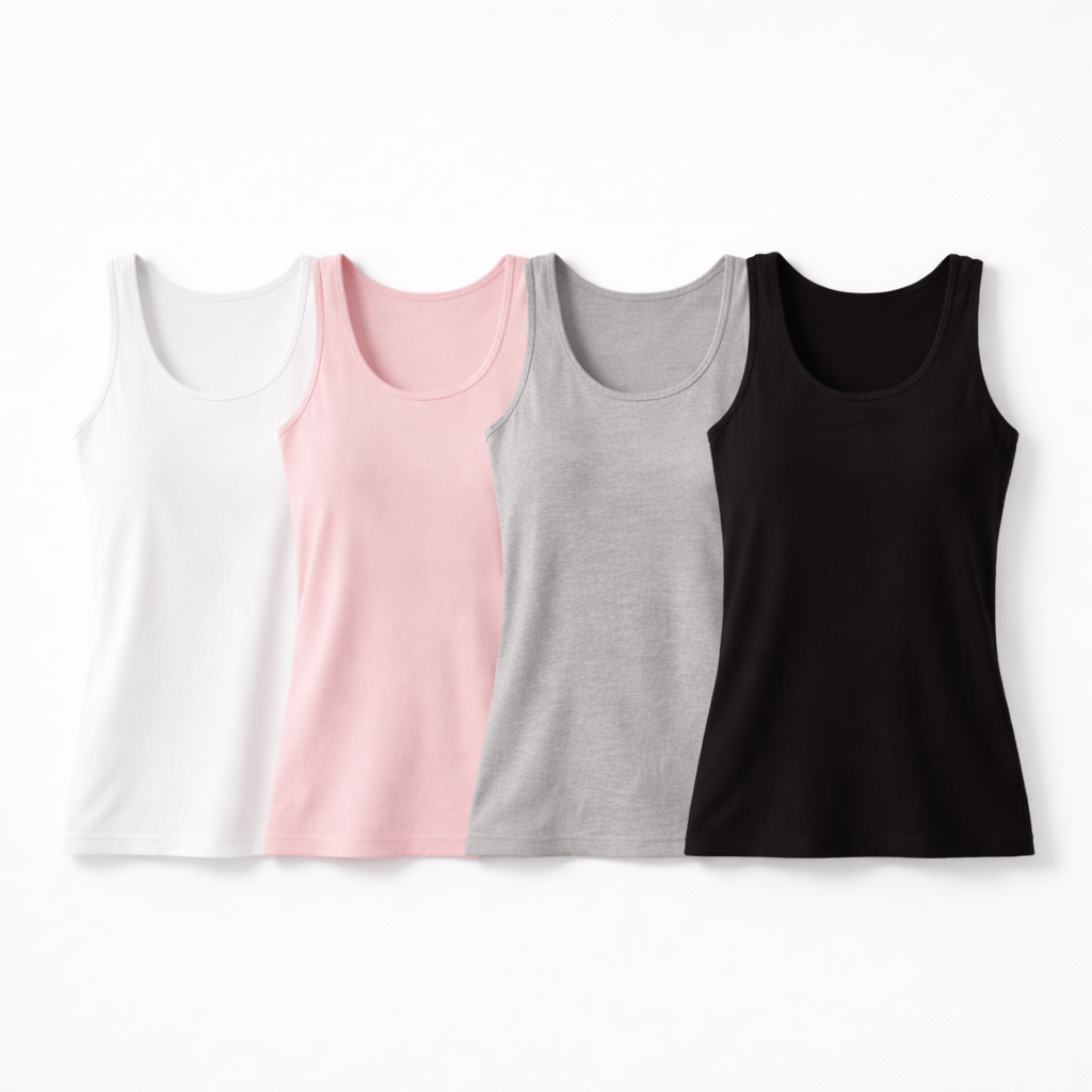 Dame Singlet med Innebygd BH – Slim Fit Topp med Polstring Pakke