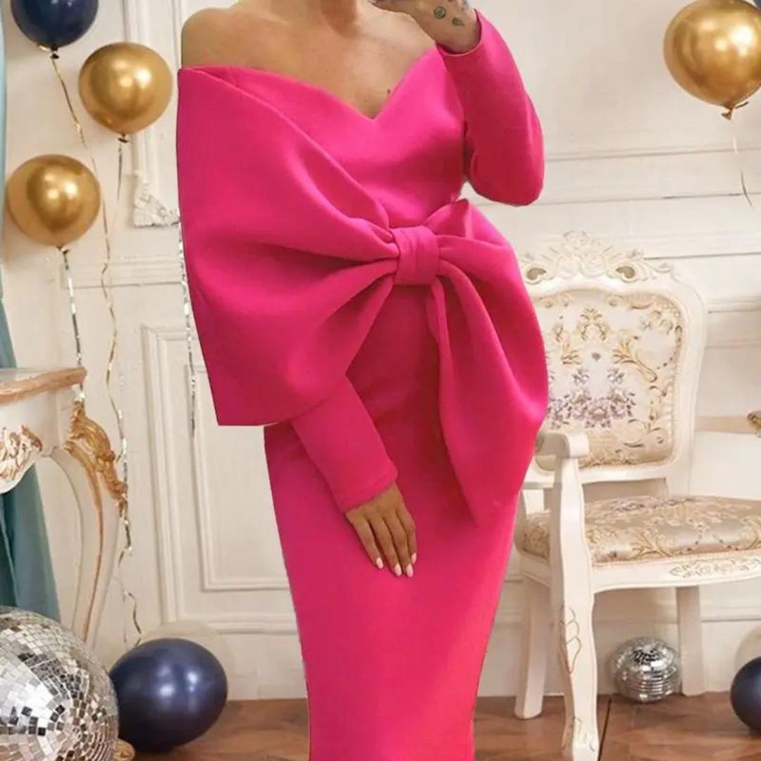 Elegant midikjole med off-the-shoulder-snitt