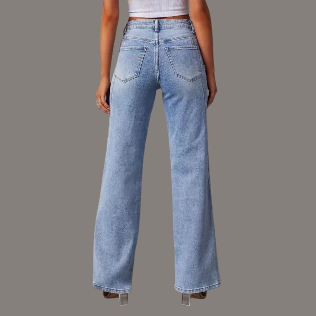 High-rise jeans med vide ben