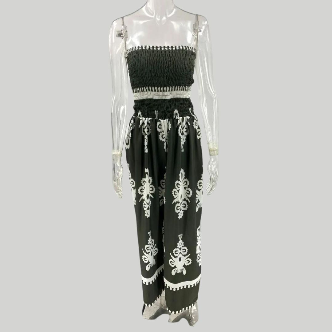 Jumpsuit uten skuldre med broderier