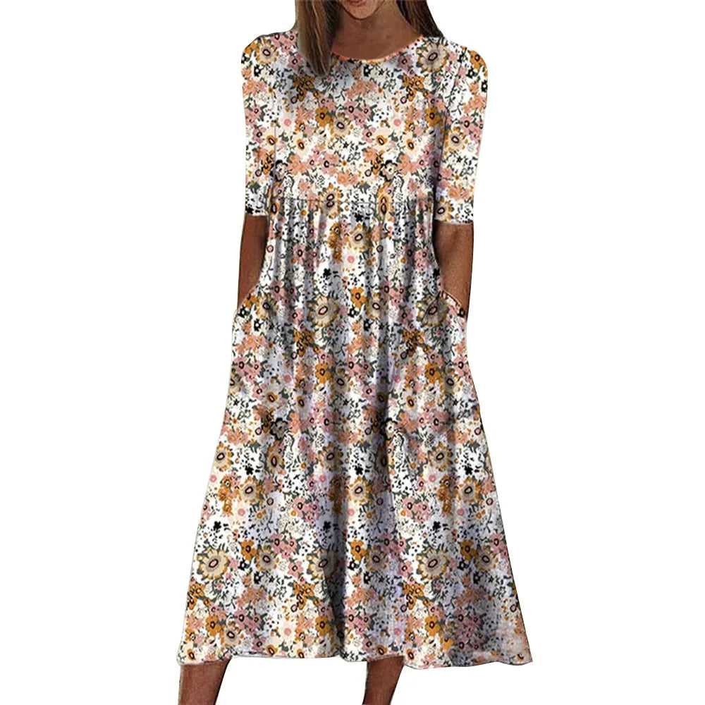 Astrid™ | Vakker blomstret kjole