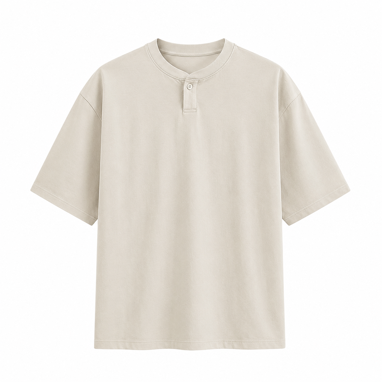 Henley T-skjorte til Herre – Kortermet Bomulls T-skjorte med Knapper