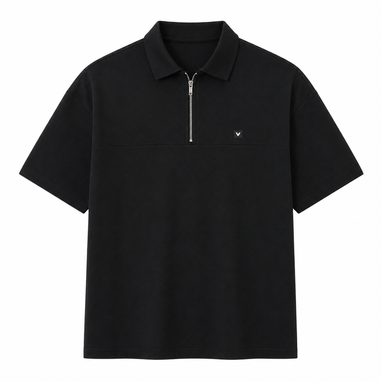 Pologenser til Herre med Halv Glidelås – Avslappet Vintage T-skjorte for Sommer