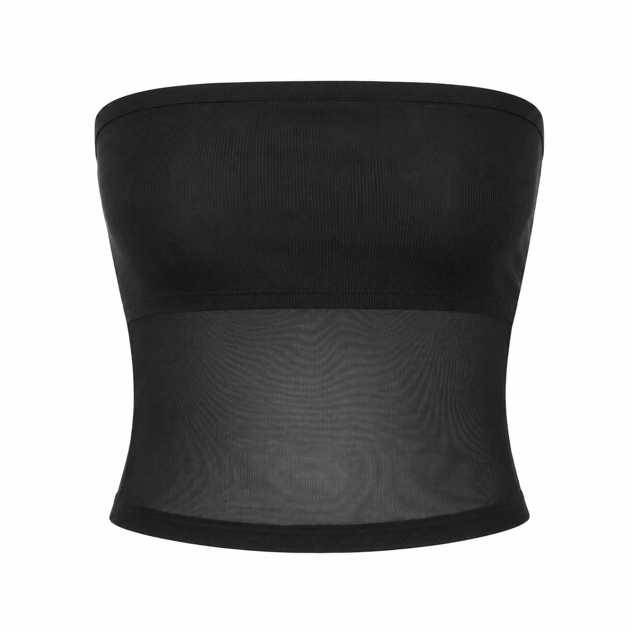 Mesh Bustier Crop Topp til Dame – Stroppeløs Korsettopp med Meshdetaljer
