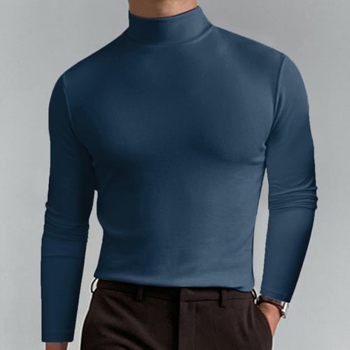 Herre T-skjorte med stående krage, slim fit og lange ermer