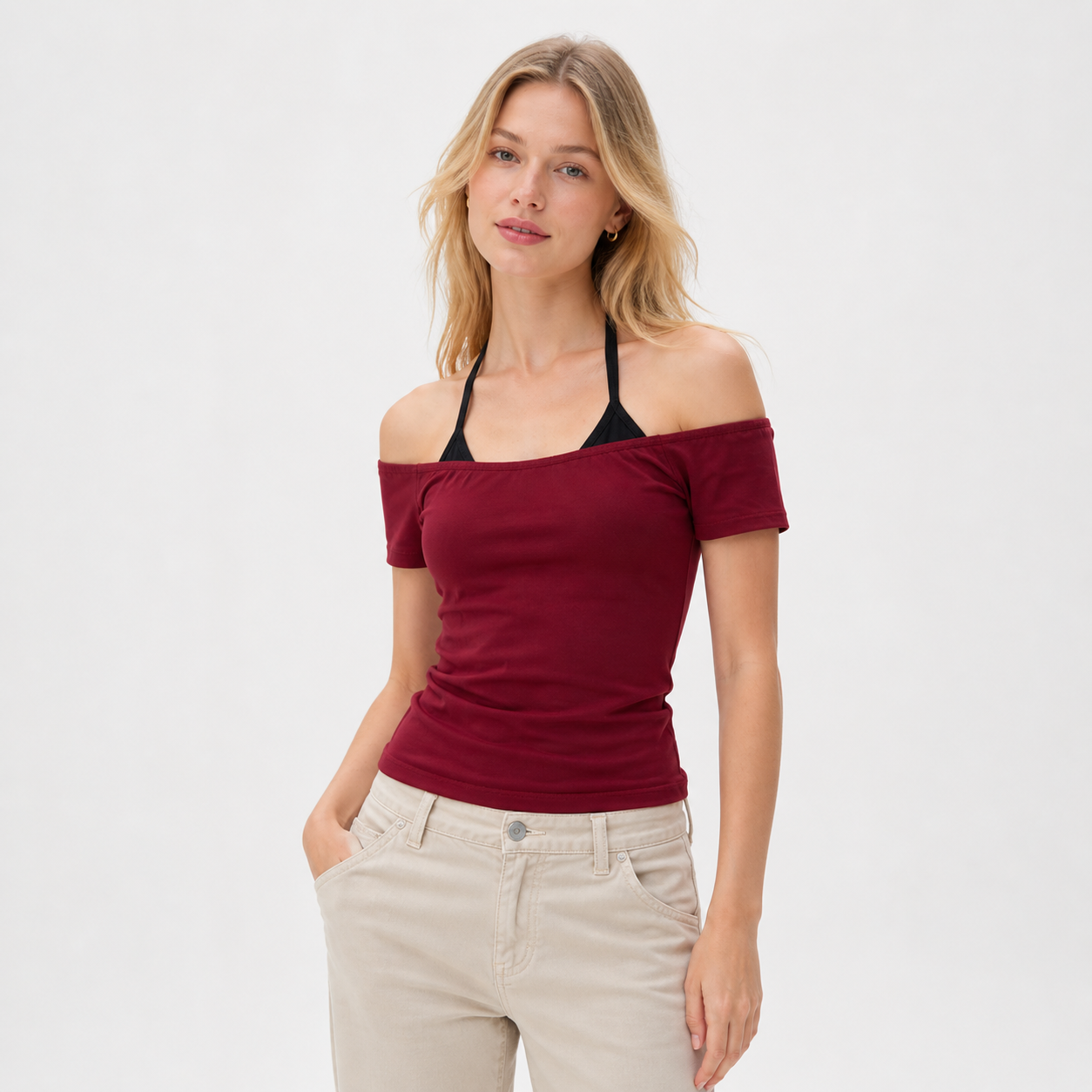 Fake Two-Piece T-skjorte til Dame – Slim Fit & Trendy Sommerstil