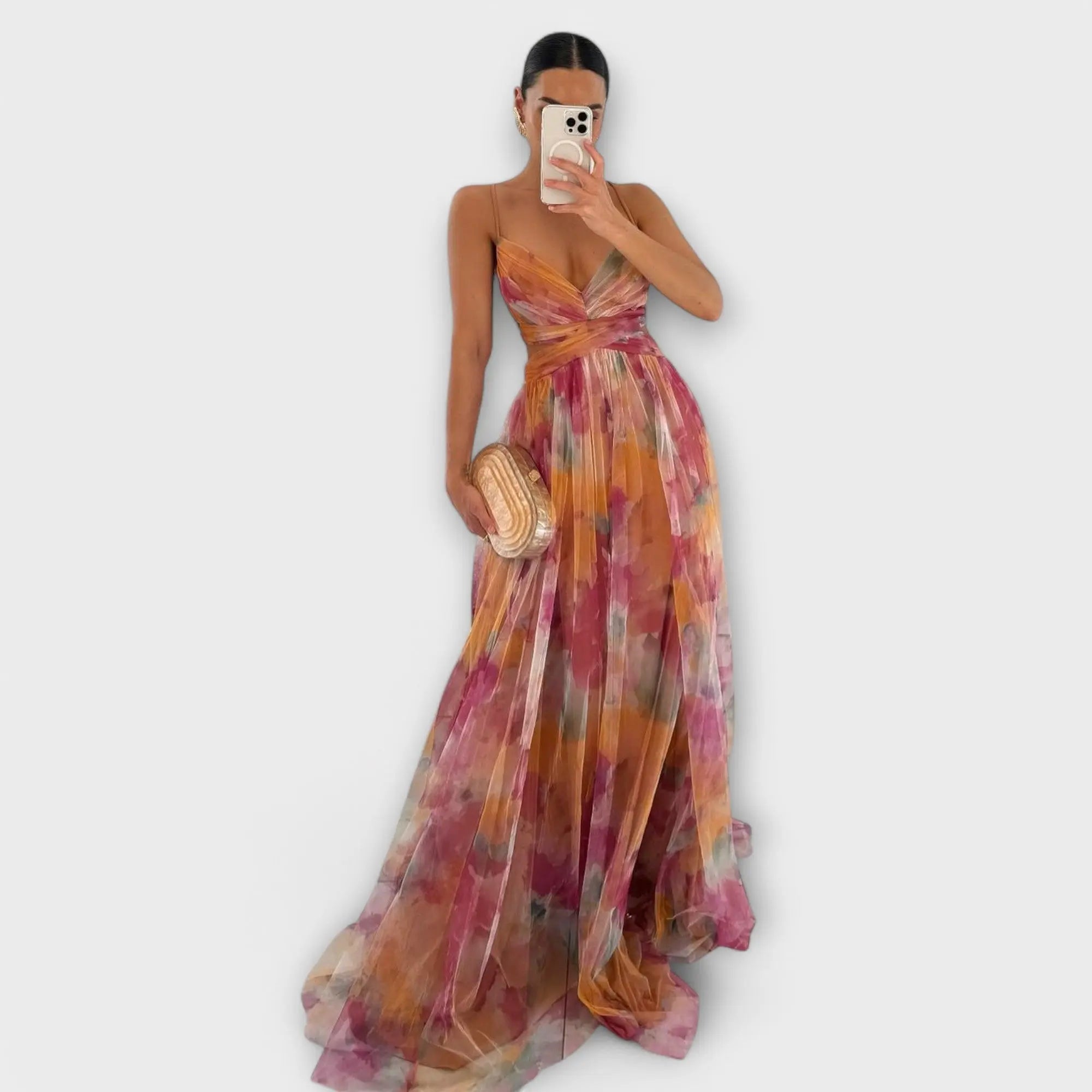 Mariselle | Maxikjole i mesh – Oransje