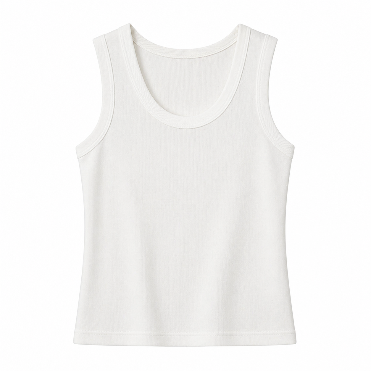 Hvit Strikket Singlet til Dame – Slim Fit & Høy Stretch