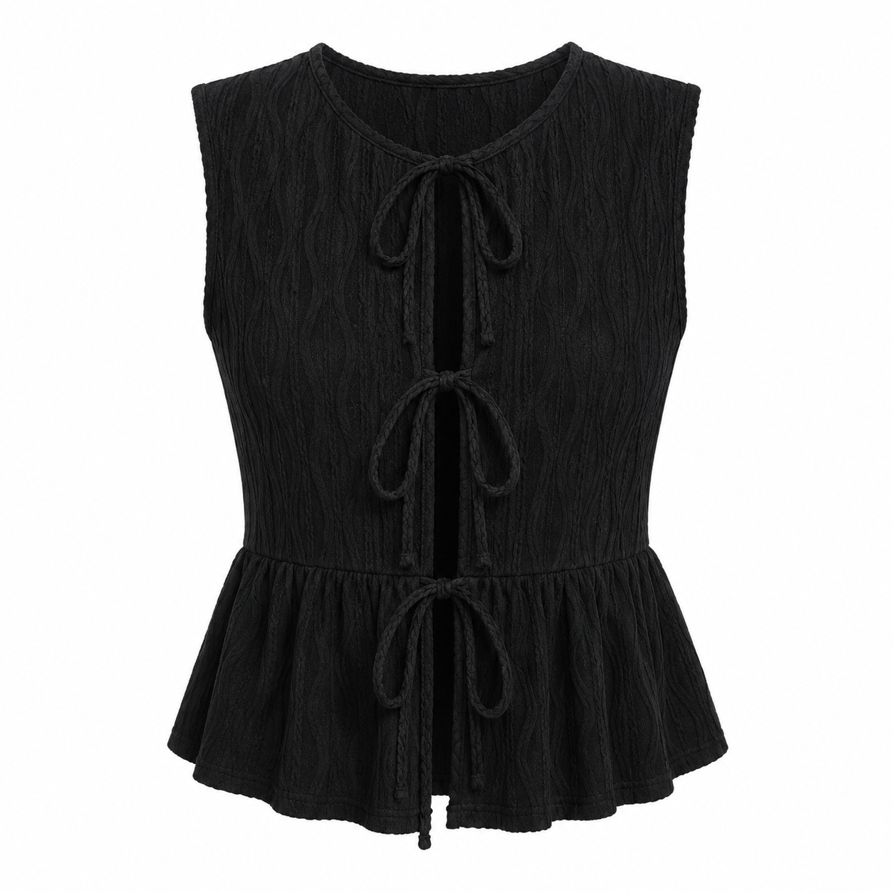 Knytetopp til Dame – Ermeløs Topp med Rund Hals for Sommer og Hverdag