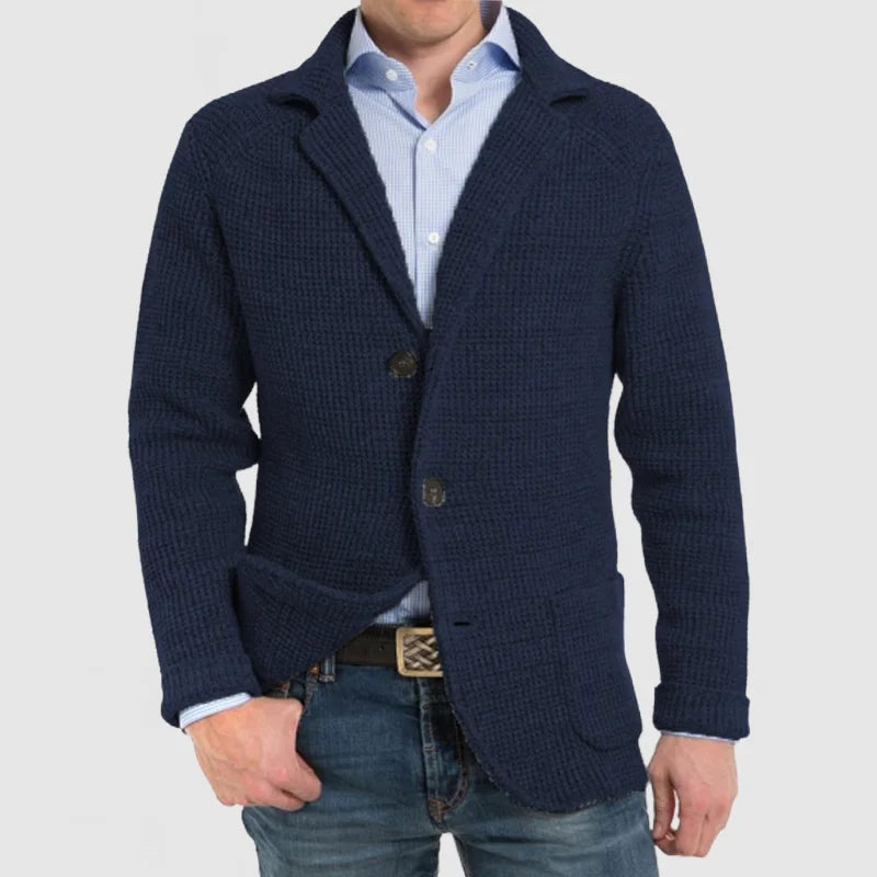 Elegant jakke med lang erme og lomme med revers for menn