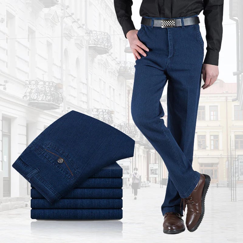 Herre jeans med høyt liv og rett snitt