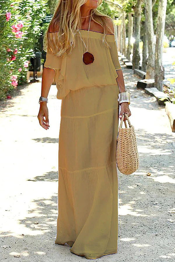 Off-shoulder-maxikjole