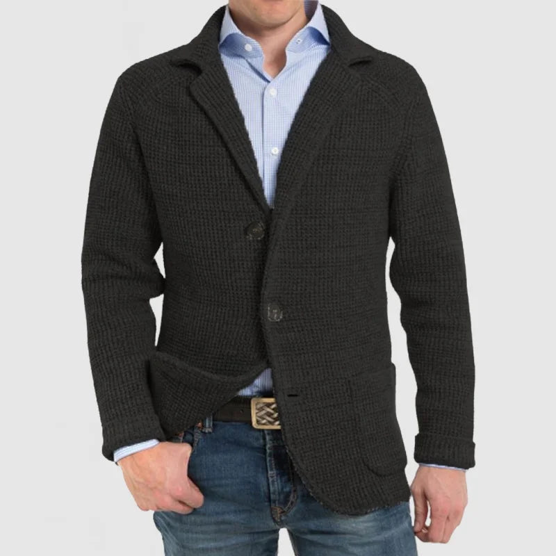 Elegant jakke med lang erme og lomme med revers for menn