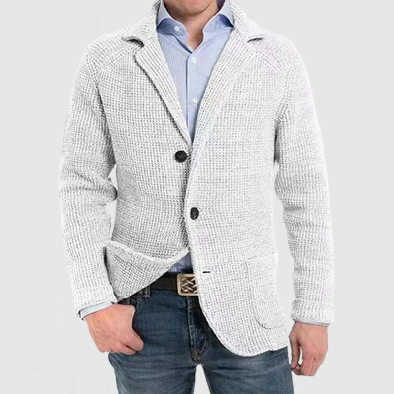 Elegant jakke med lang erme og lomme med revers for menn
