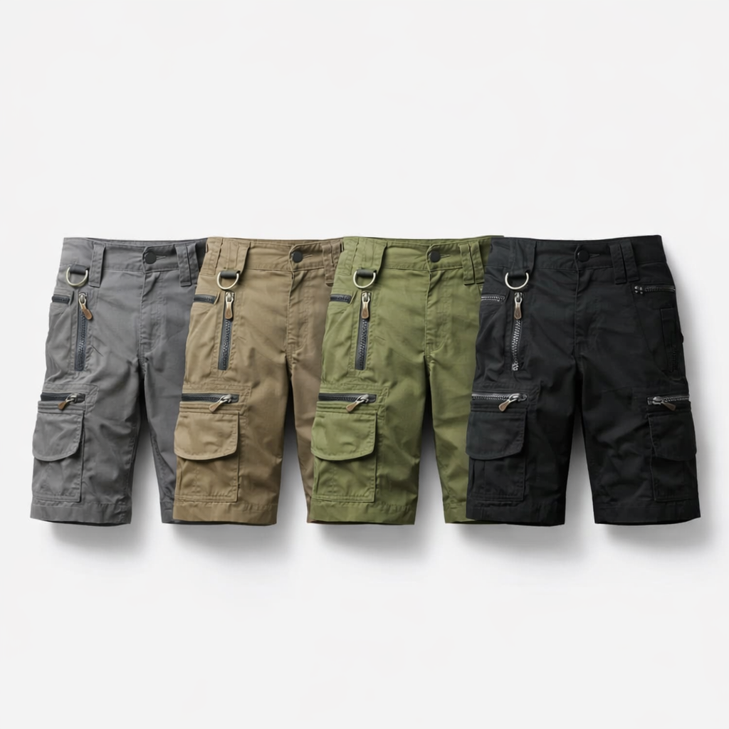Taktiske Herreshorts med Flere Lommer – Militærstil, Sommer, Rett Passform (Copy) – Mørkegrå + Lys brun + Lysegrønn + Svart